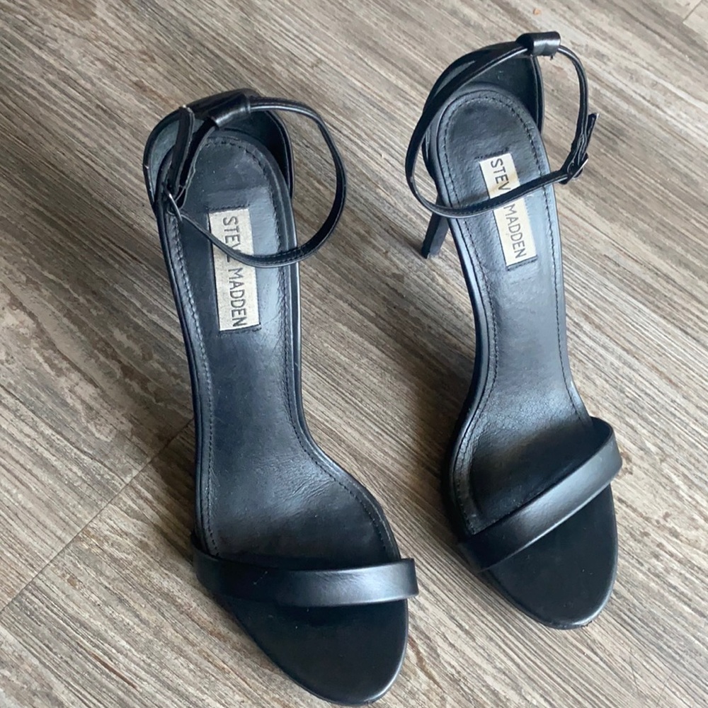 Black single strap Steve Madden heels